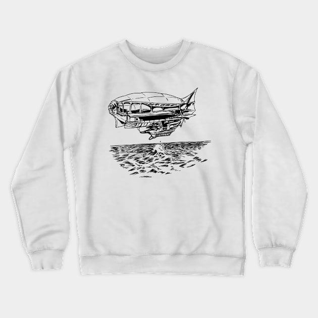 Airship at Sea Crewneck Sweatshirt by HybridFiction